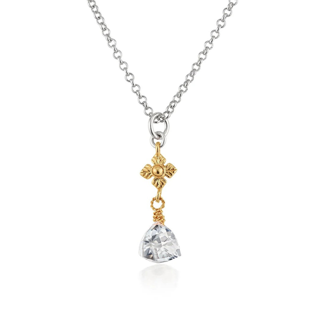 Anatoli Collection Trillium Cut Rock Crystal Necklace