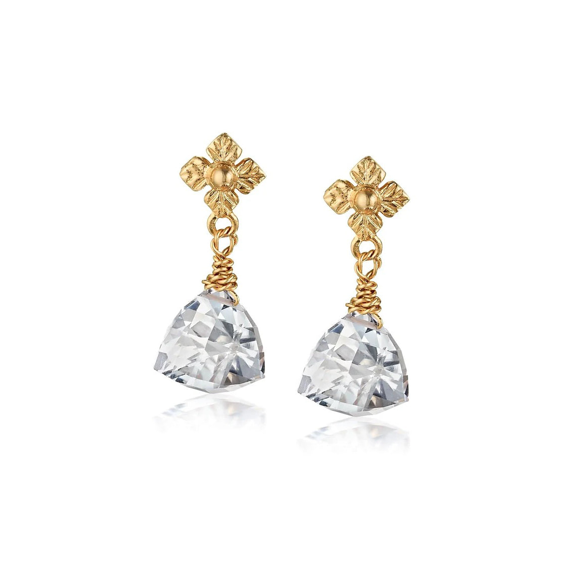 Anatoli Collection Vermeil Trillion Cut Rock Crystal Earrings