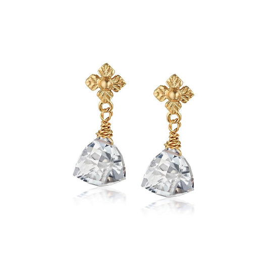 Anatoli Collection Vermeil Trillion Cut Rock Crystal Earrings