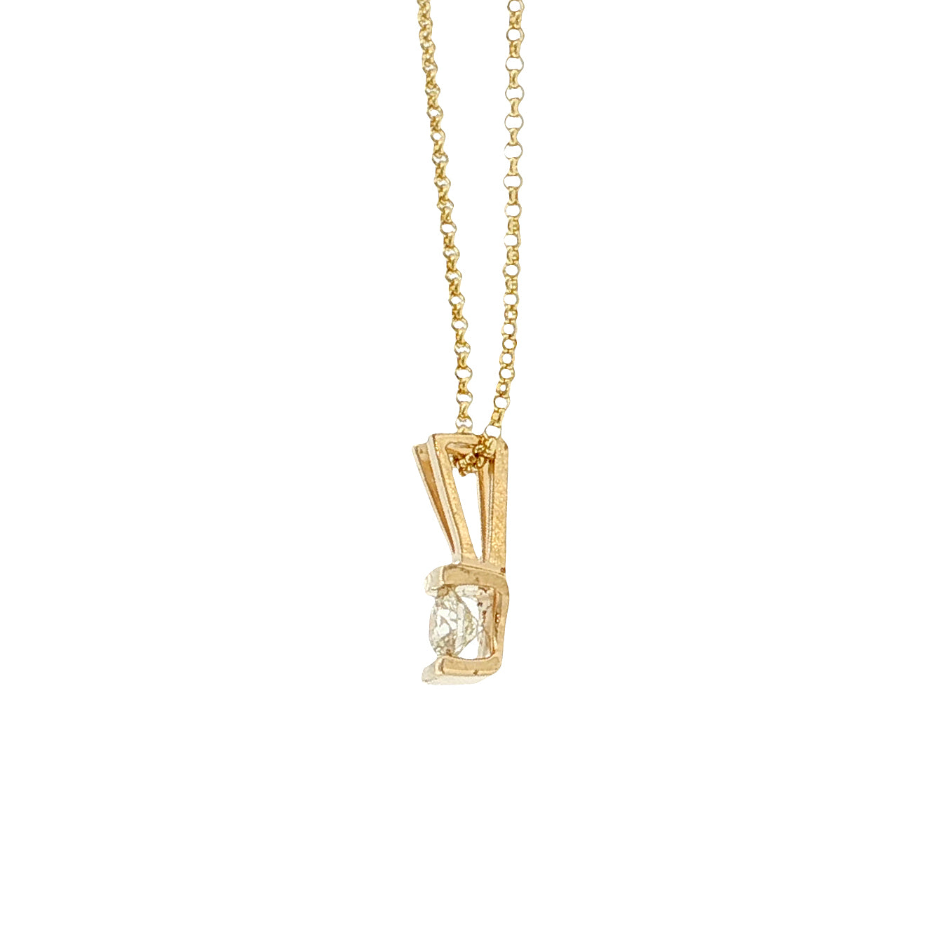 14K Gold Diamond Solitaire Pendant