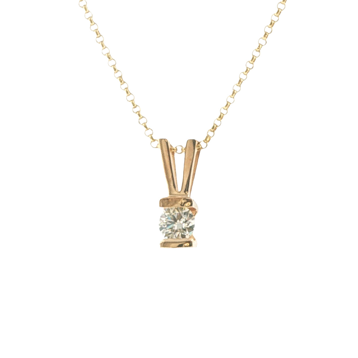 14K Gold Diamond Solitaire Pendant