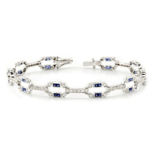 Art Deco Style Diamond & Sapphire Bracelet