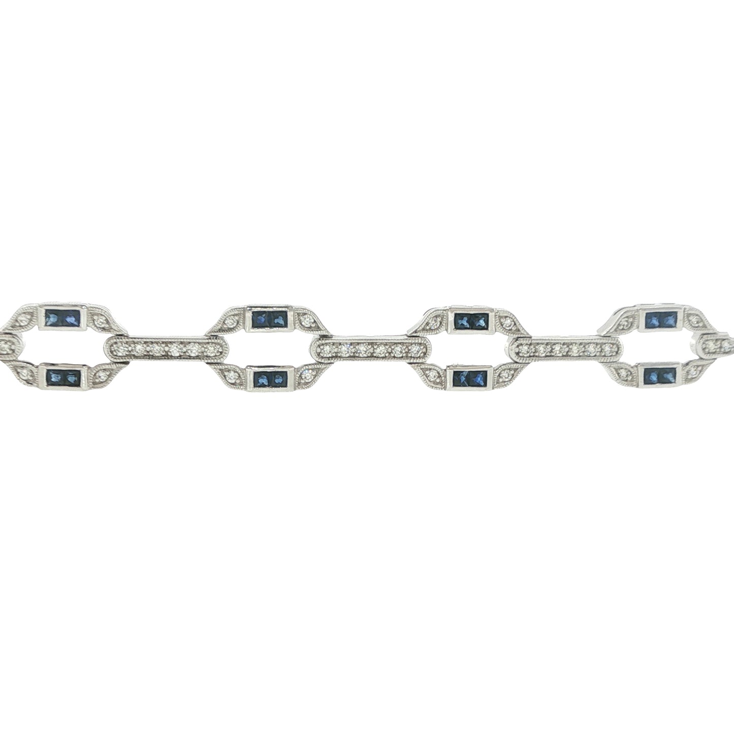 Art Deco Style Diamond & Sapphire Bracelet