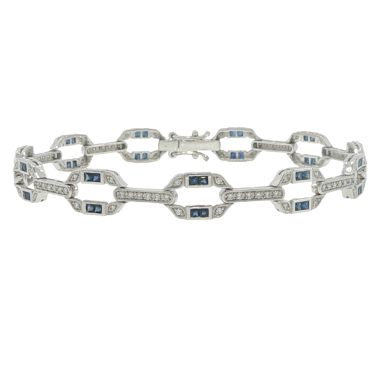 Art Deco Style Diamond & Sapphire Bracelet