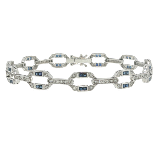 Art Deco Style Diamond & Sapphire Bracelet