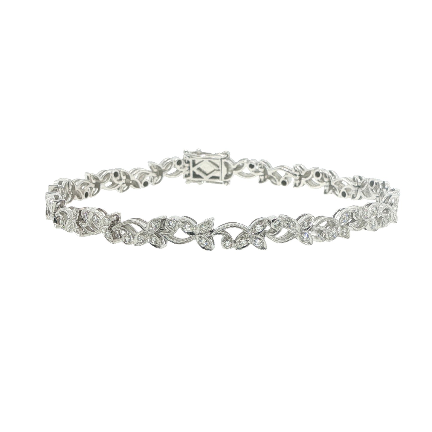Art Deco Style Diamond Floral Leaf Bracelet