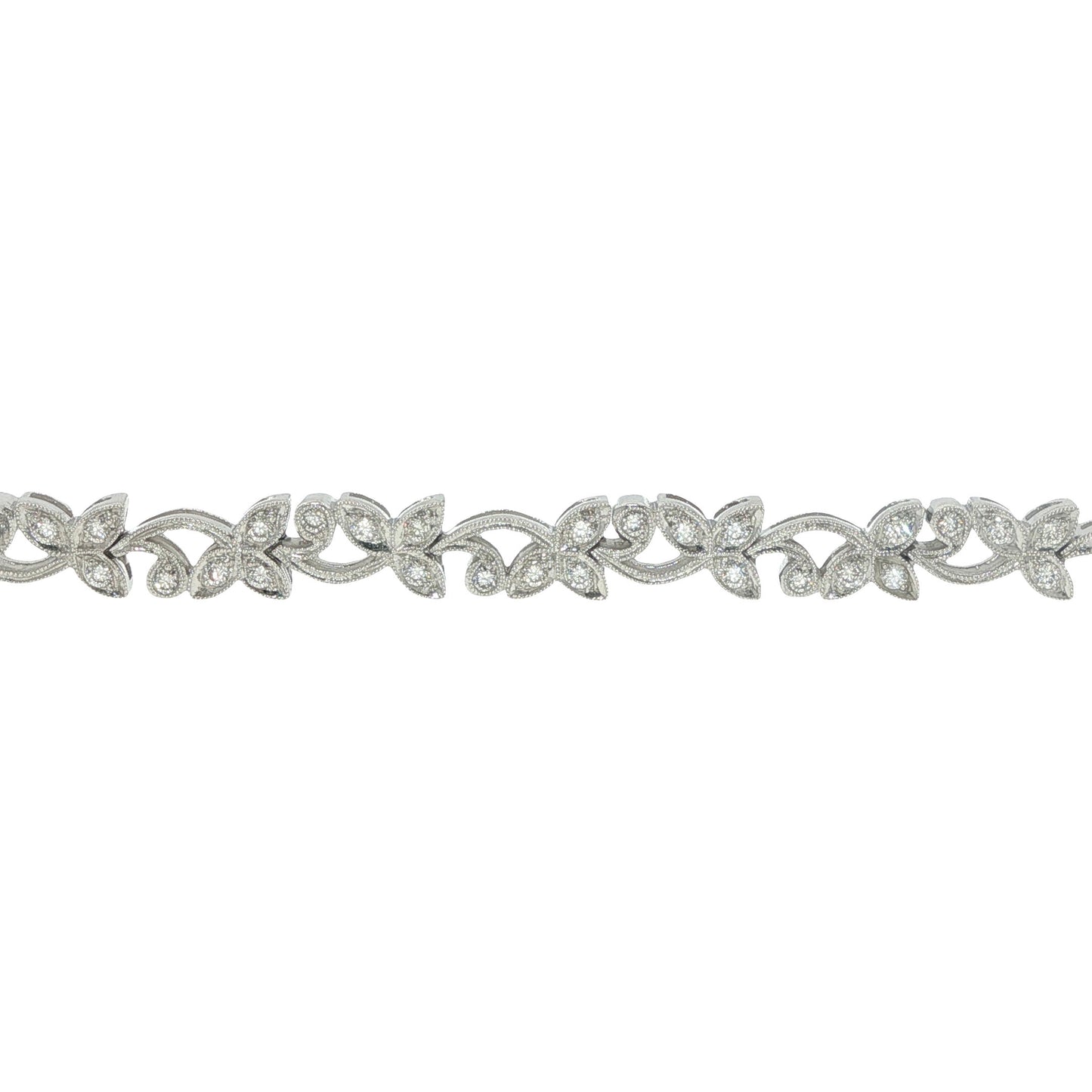 Art Deco Style Diamond Floral Leaf Bracelet