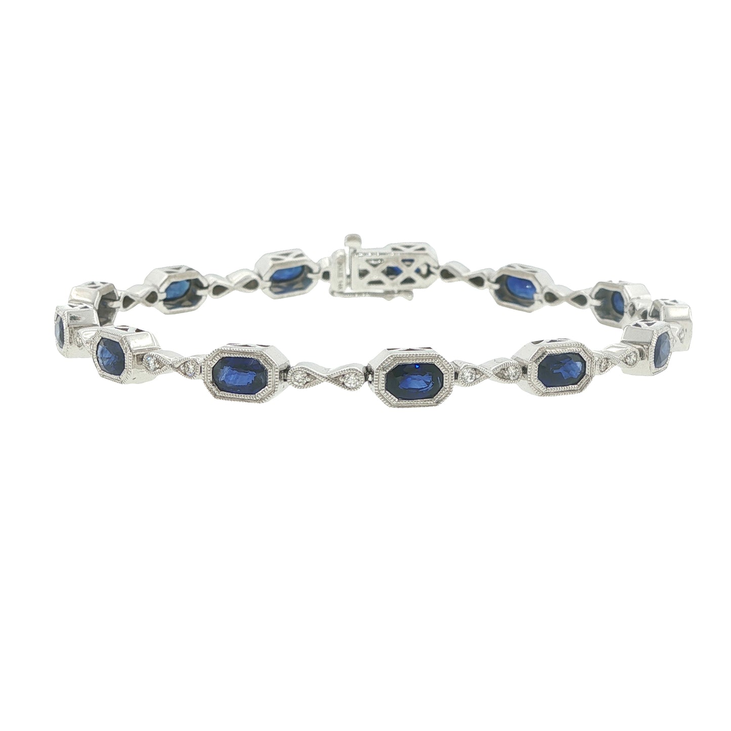 Art Deco Style Diamond & Sapphire Bracelet