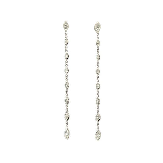 14K Long Diamond Dangle Earrings