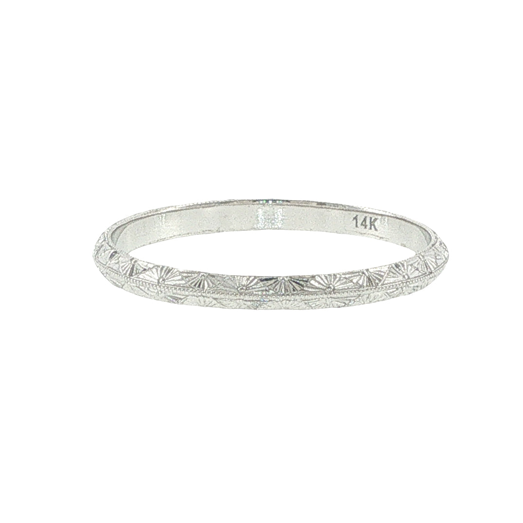 14k Gold Engraved Floral Band