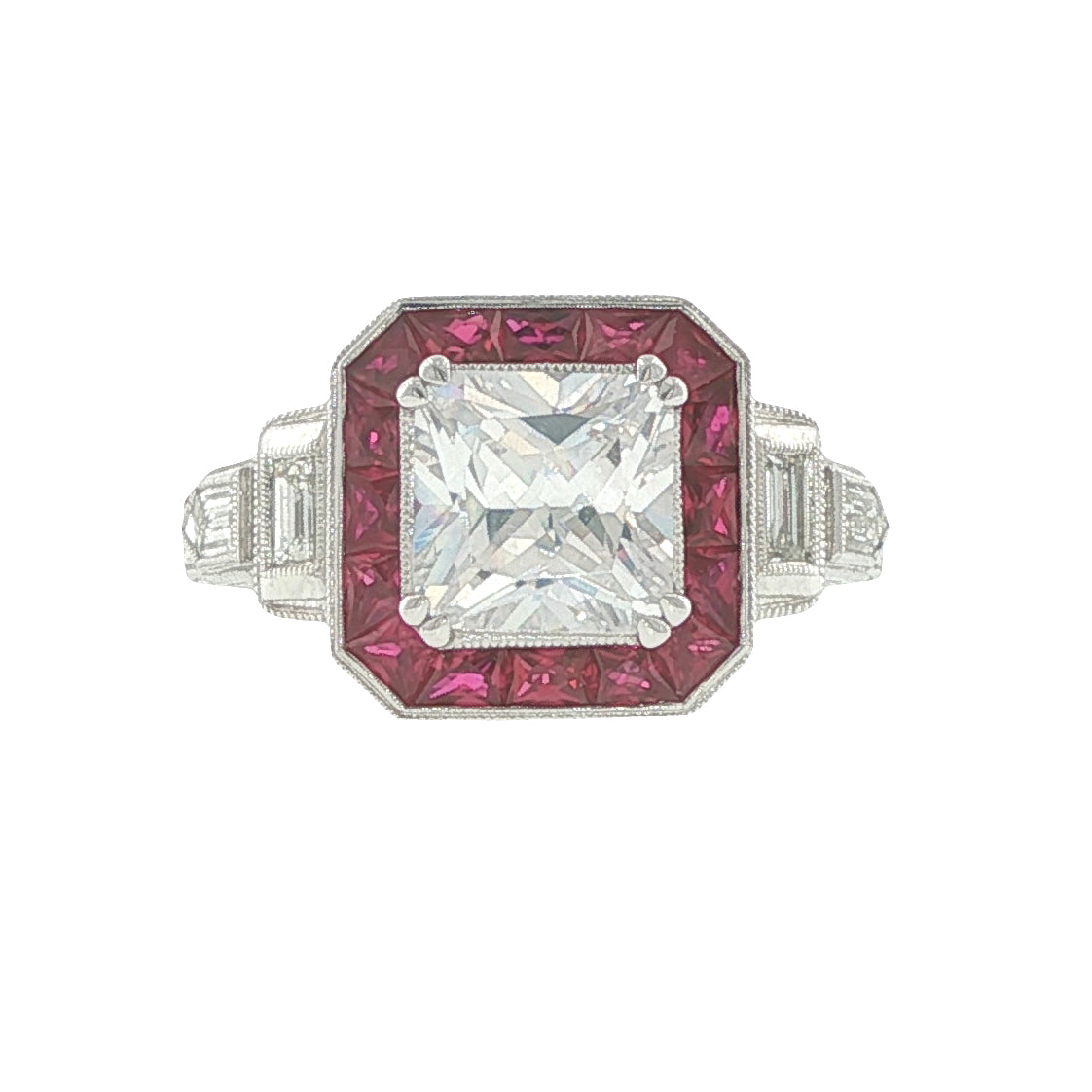 14K Gold Art Deco Style Diamond & Ruby Ring