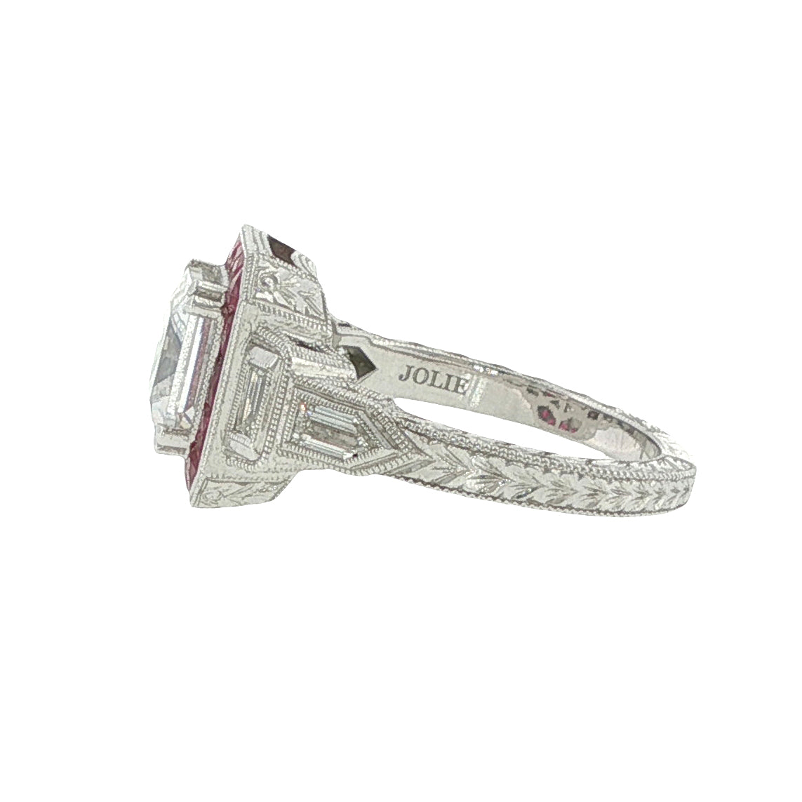 14K Gold Art Deco Style Diamond & Ruby Ring