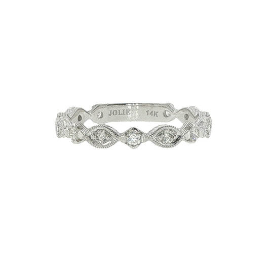 14k White Gold Diamond Stackable Shapes Band