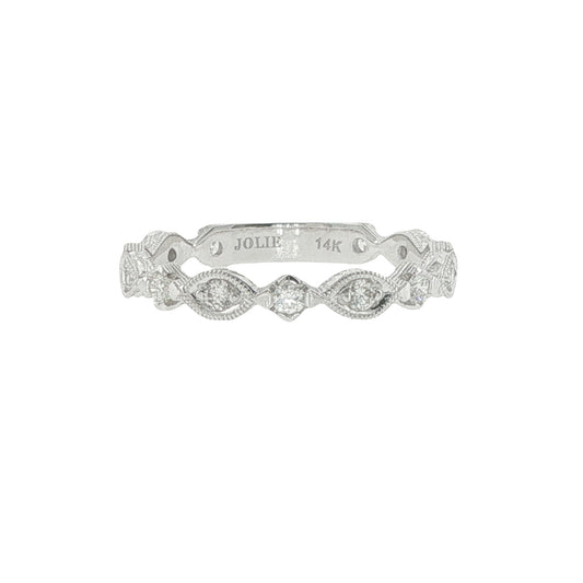 14k White Gold Diamond Stackable Shapes Band