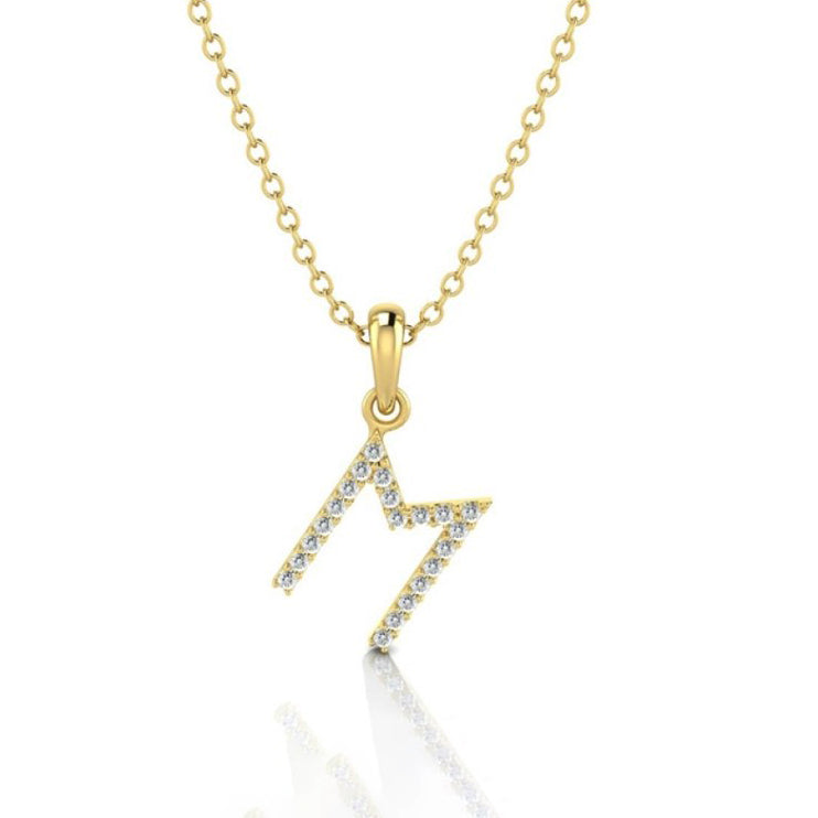 14K Yellow Gold Diamond Initial 'M' Necklace