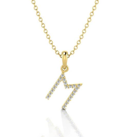 14K Yellow Gold Diamond Initial 'M' Necklace