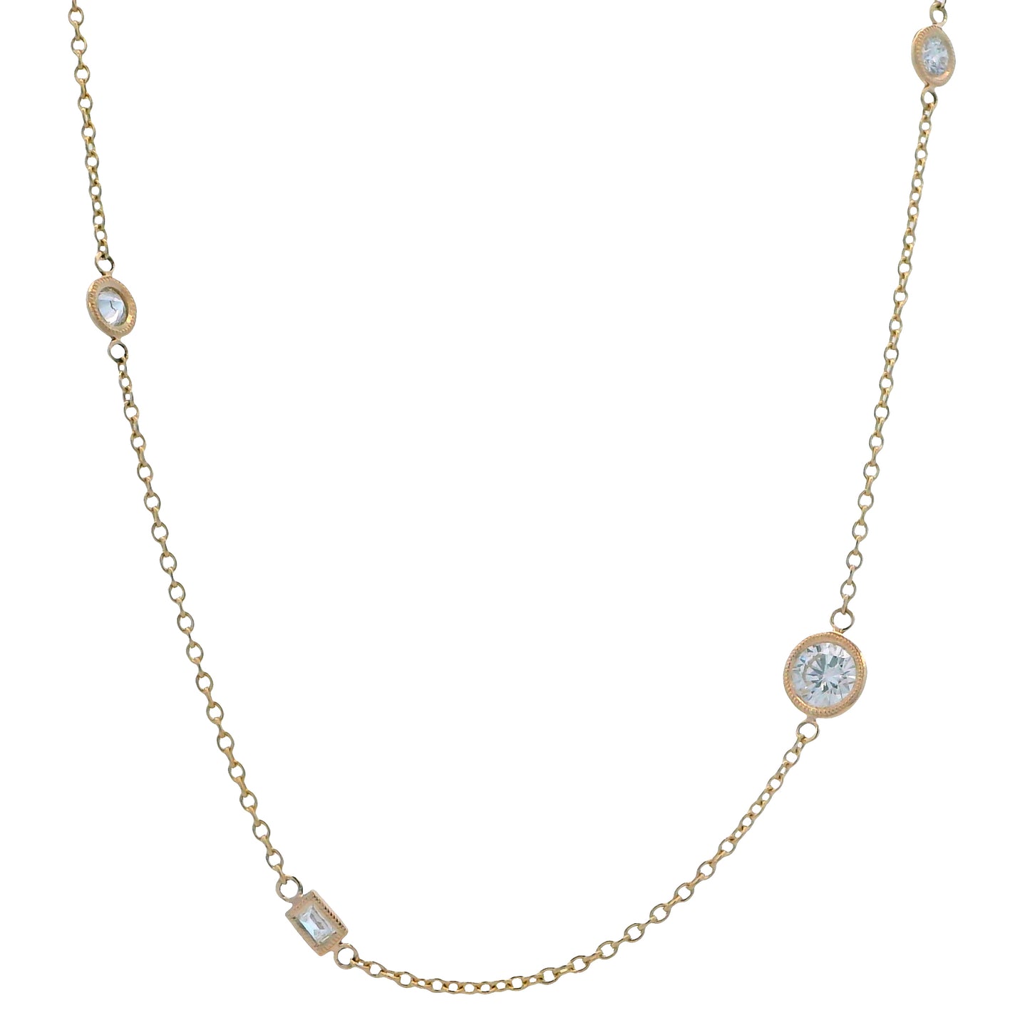 14K Yellow Gold Diamond Shapes Necklace