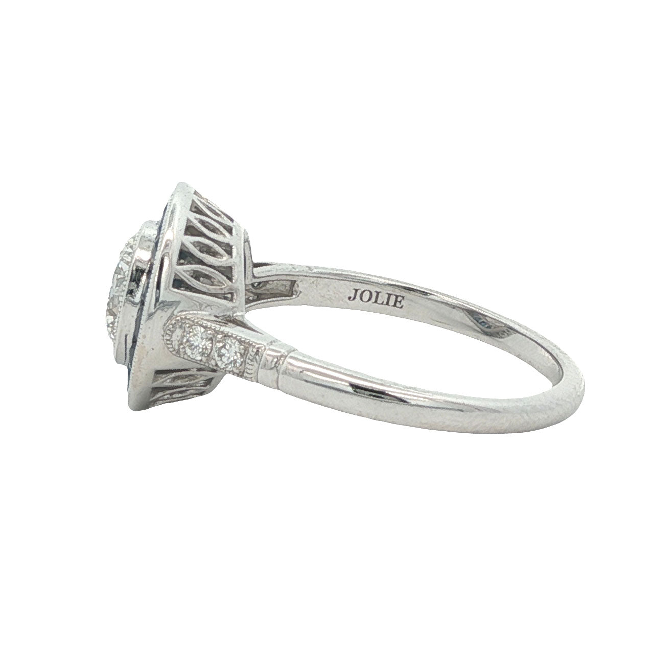 14K White Gold 1.08CT Lab-Created Diamond & Sapphire Halo Engagement Ring