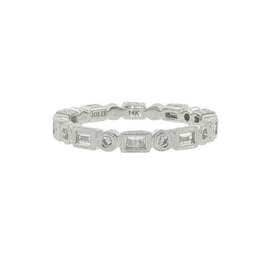 14K White Gold Diamond Stackable Shapes Band