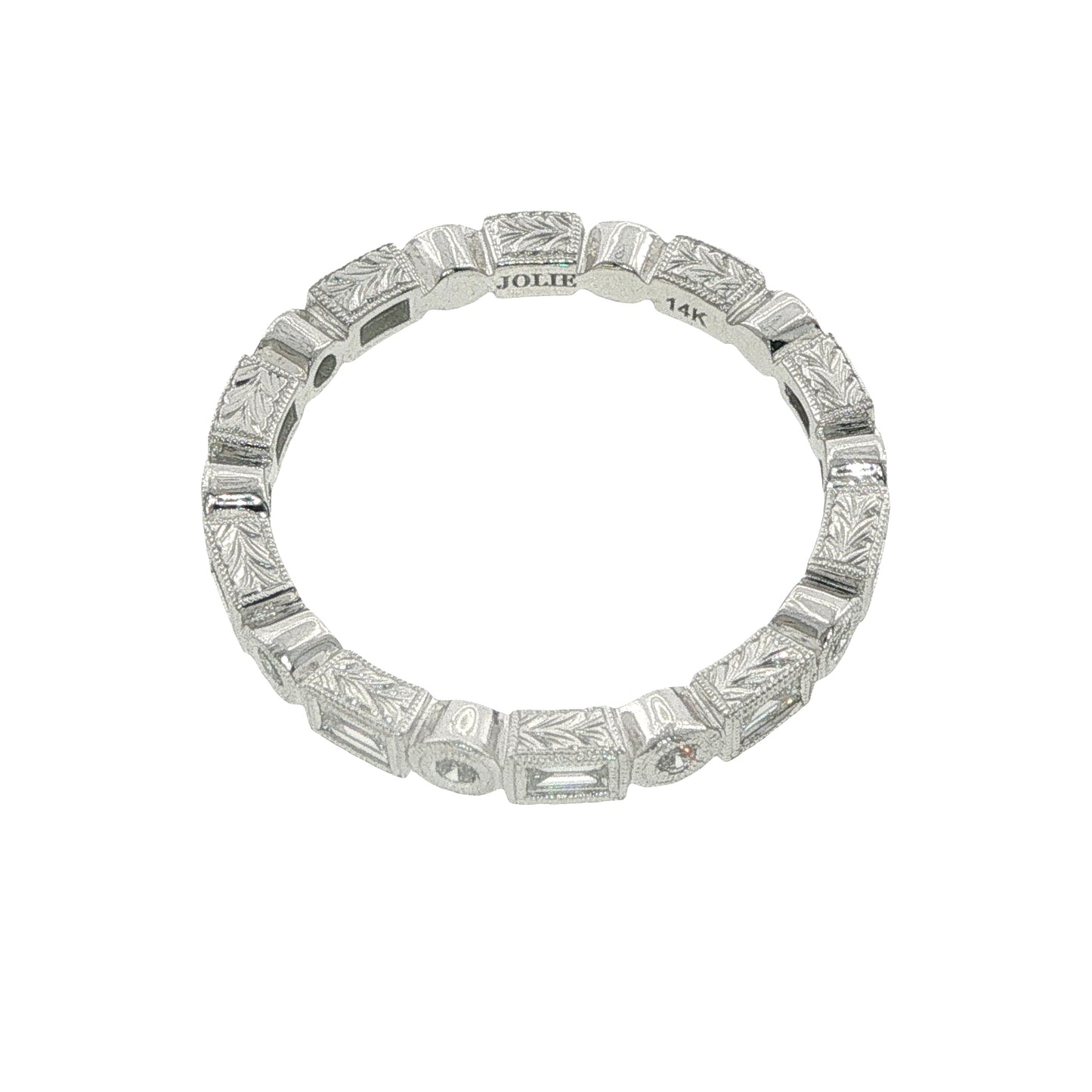 14K Gold Diamond 2.6mm Stackable Shapes Band