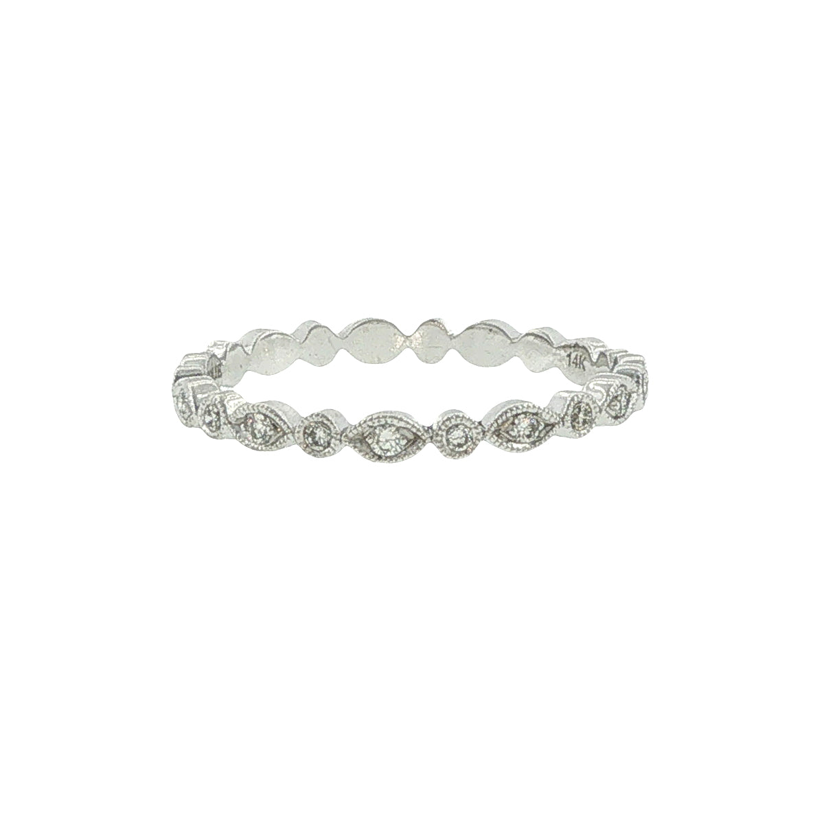 14k White Gold Diamond Stackable Shapes Band