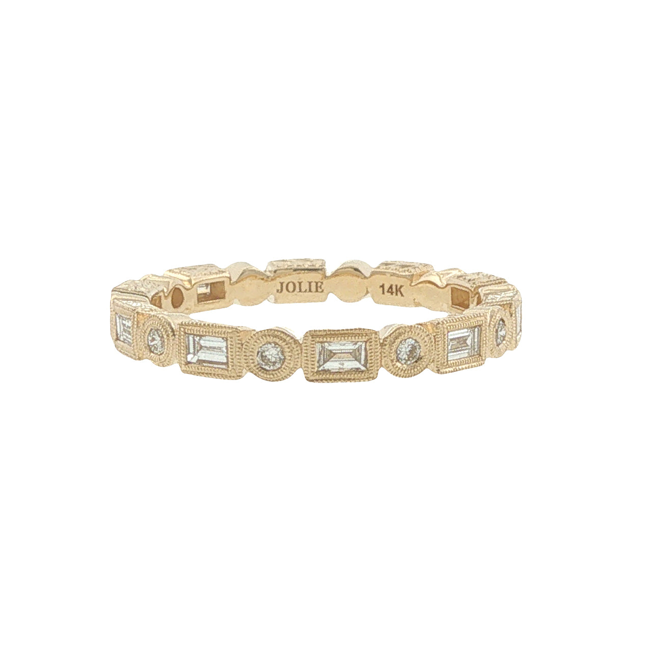 14K Gold Diamond 2.6mm Stackable Shapes Band