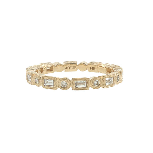 14K Gold Diamond 2.6mm Stackable Shapes Band
