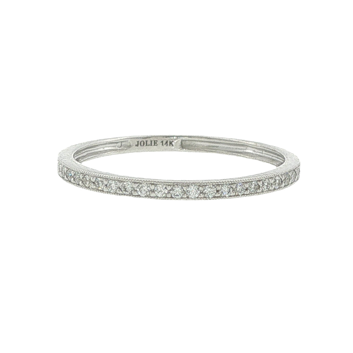 14k Gold Diamond Pave Set Stackable Band