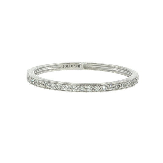 14k White Gold Diamond Pave Set Stackable Band