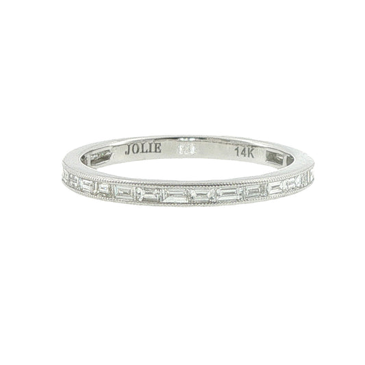 14k White Gold Diamond Stackable Band