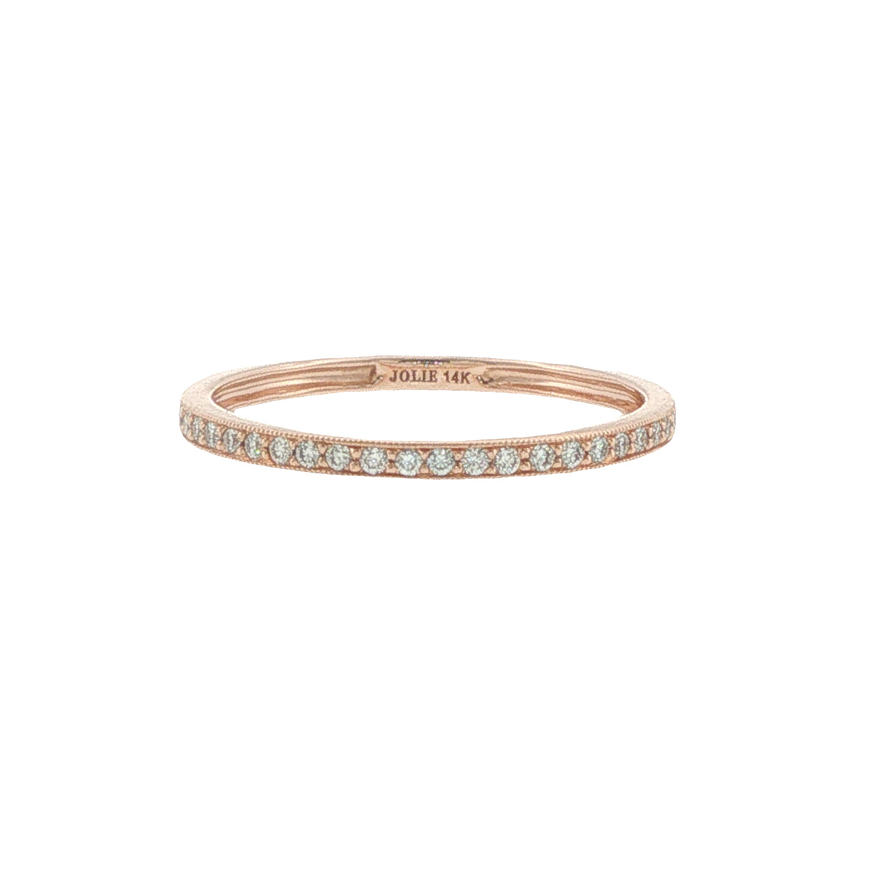 14k Gold Diamond Pave Set Stackable Band