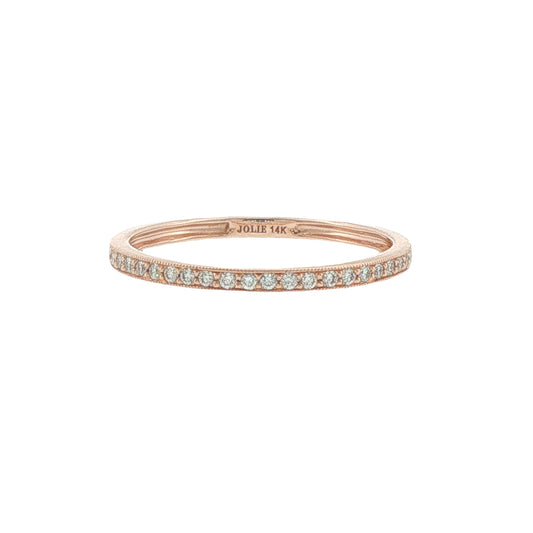 14k Gold Diamond Pave Set Stackable Band