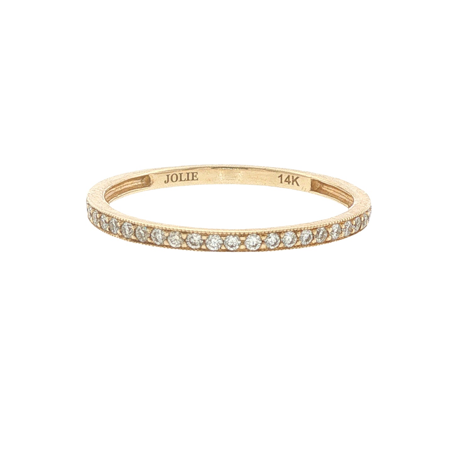 14k Gold Diamond Pave Set Stackable Band