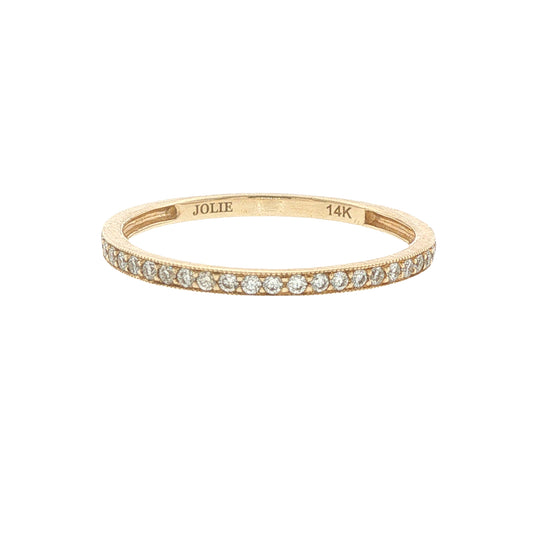 14k Gold Diamond Pave Set Stackable Band
