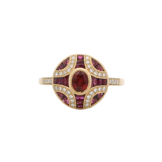 14K Yellow Gold Ruby & Diamond Ring