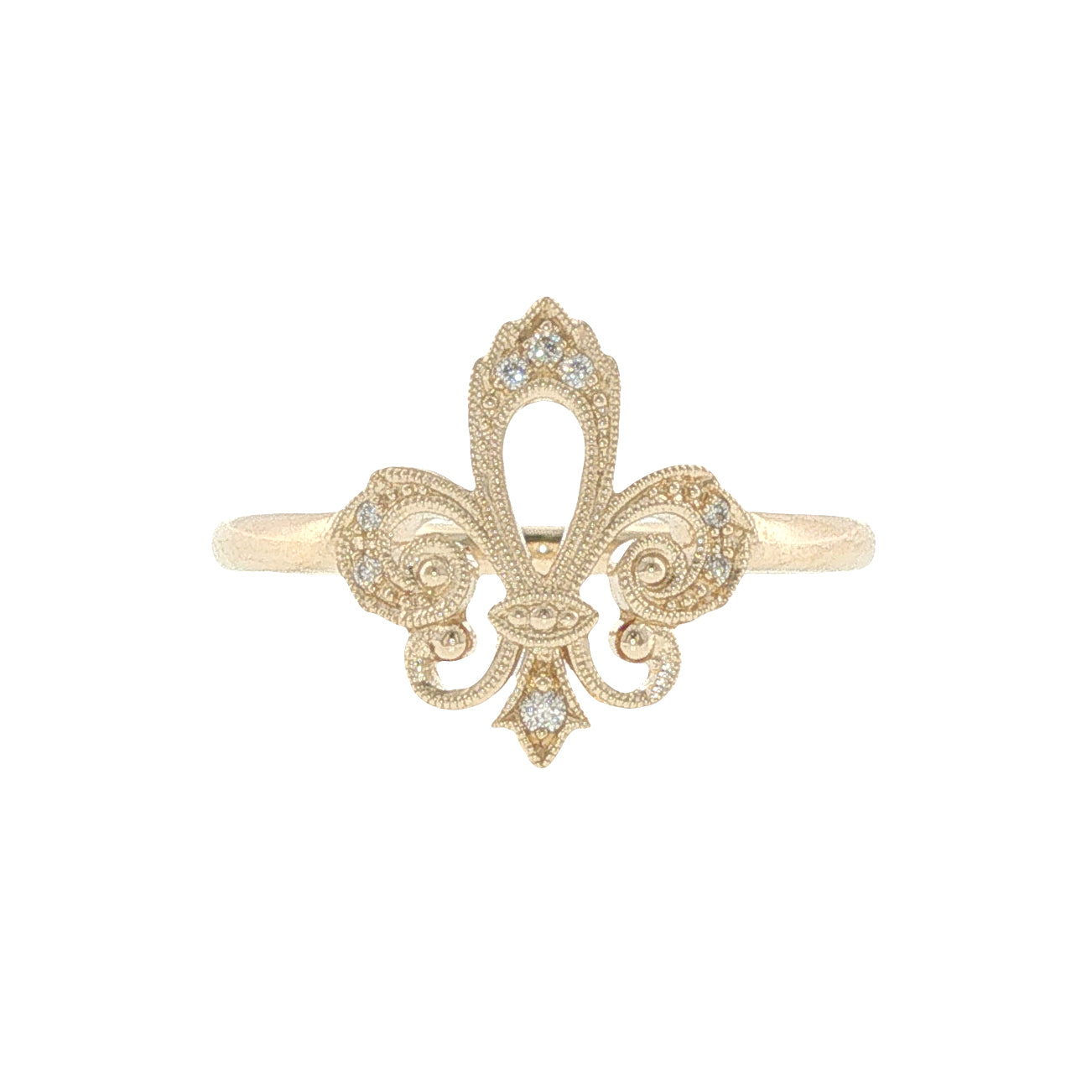14k Gold Diamond Fleur de Lis Ring