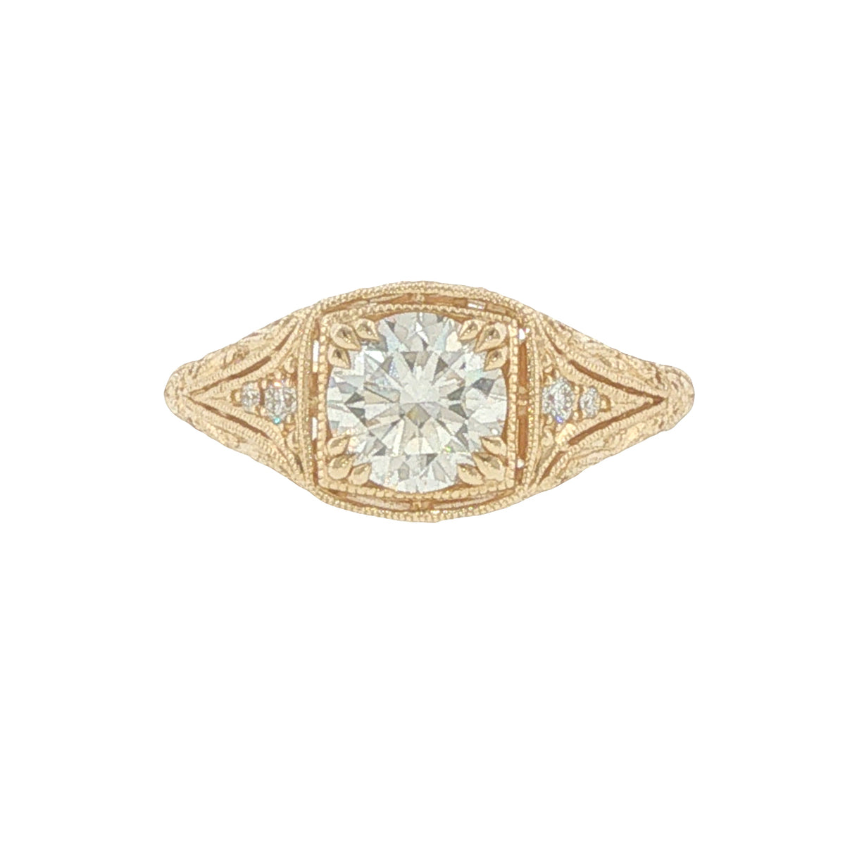 14K 1ct Lab-Created Diamond Vintage-Style Engagement Ring