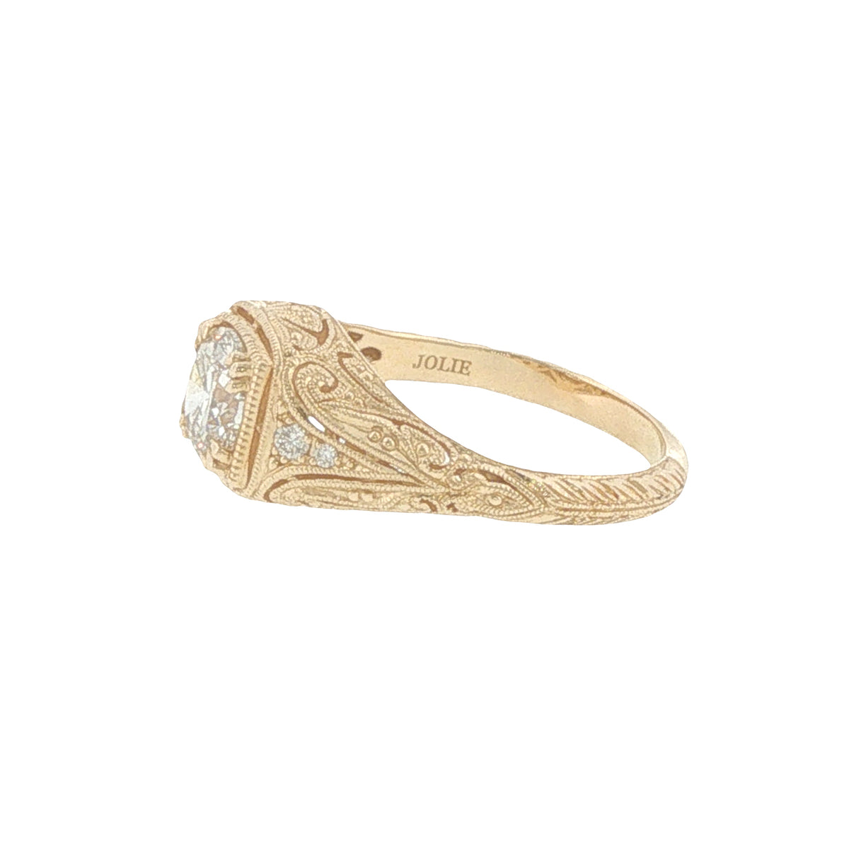 14K 1ct Lab-Created Diamond Vintage-Style Engagement Ring