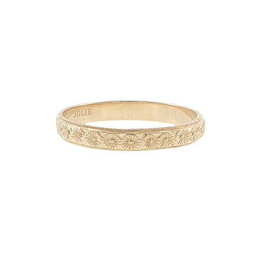 14k Gold Engraved Orange Blossom Band