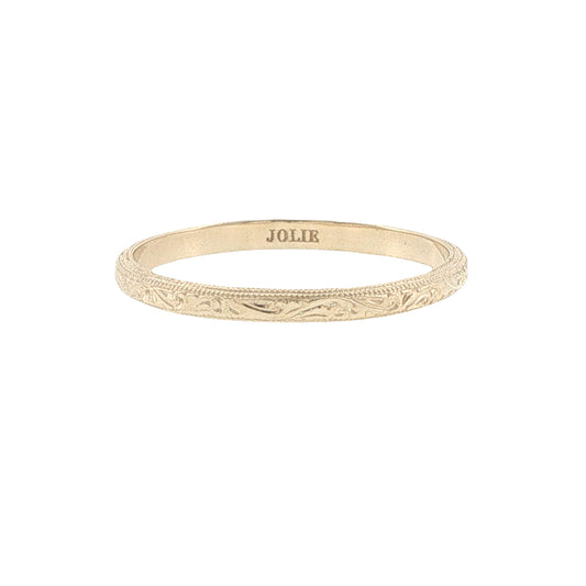 14k Gold Engraved Triple Milgrain Scroll Band