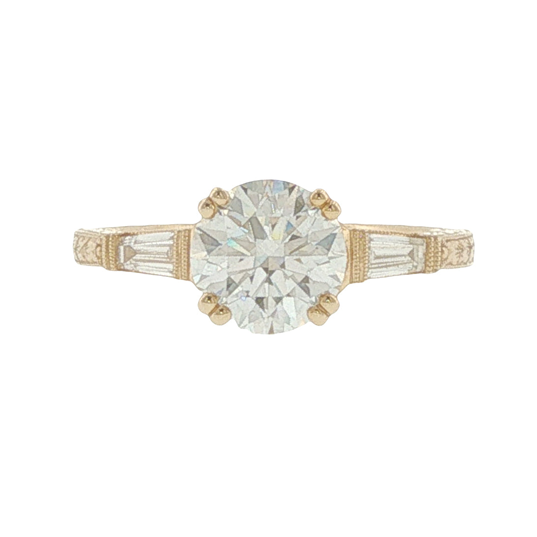 14K 1.4ct Lab-Created Diamond Vintage-Style Engagement Ring