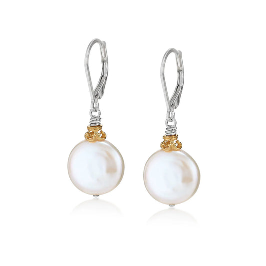 Anatoli Collection Sterling & Vermeil Coin Pearl Earrings