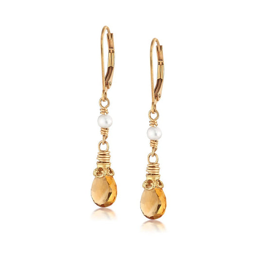 Anatoli Collection Pearl and Citrine Earrings