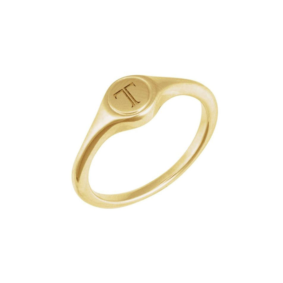 14k Yellow Gold Engravable Round Signet Ring