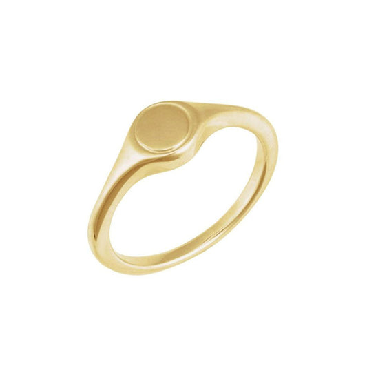 14k Yellow Gold Engravable Round Signet Ring