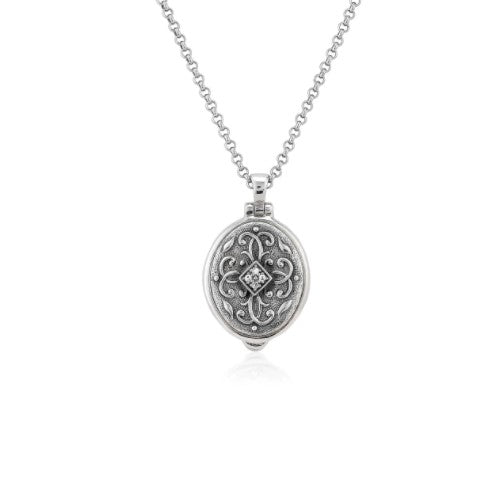 Anatoli Collection Sterling Silver Diamond Locket