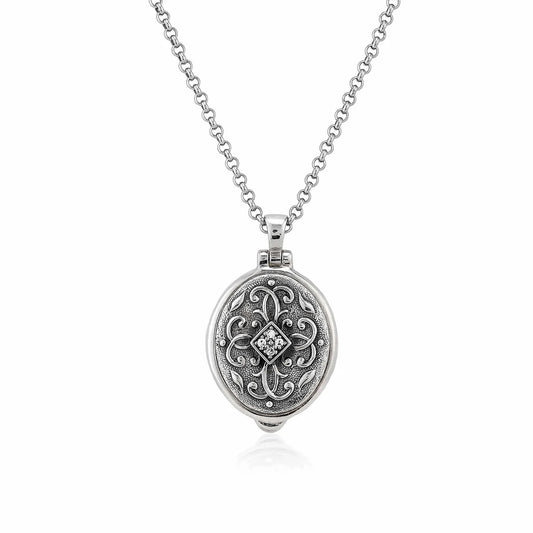 Anatoli Collection Sterling Silver Diamond Locket