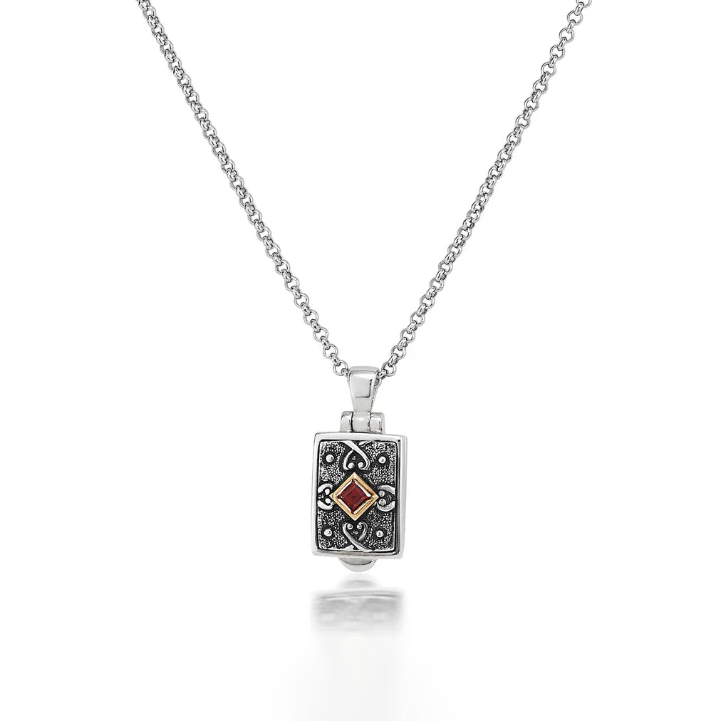 Anatoli Collection Petite 14K & Sterling Silver Garnet Locket