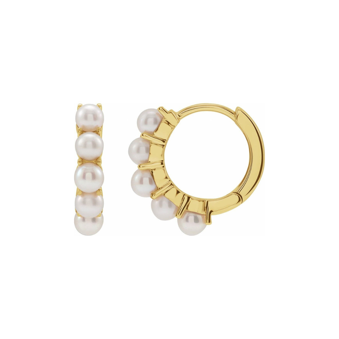 14k Gold Cultured Freshwater Pearl Petite Hoop Earrings