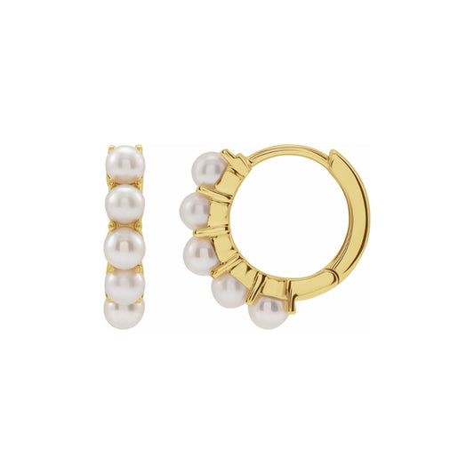 14k Gold Cultured Freshwater Pearl Petite Hoop Earrings